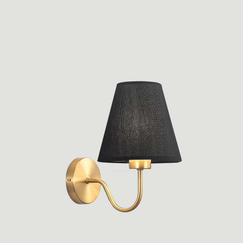 Cone Fabric Curved Arm Wall Lamp
