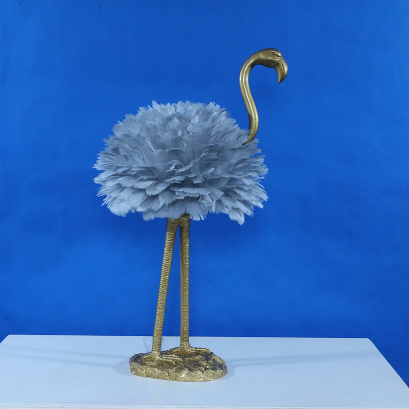 Goose Feather Metal Flamingo Table Lamp