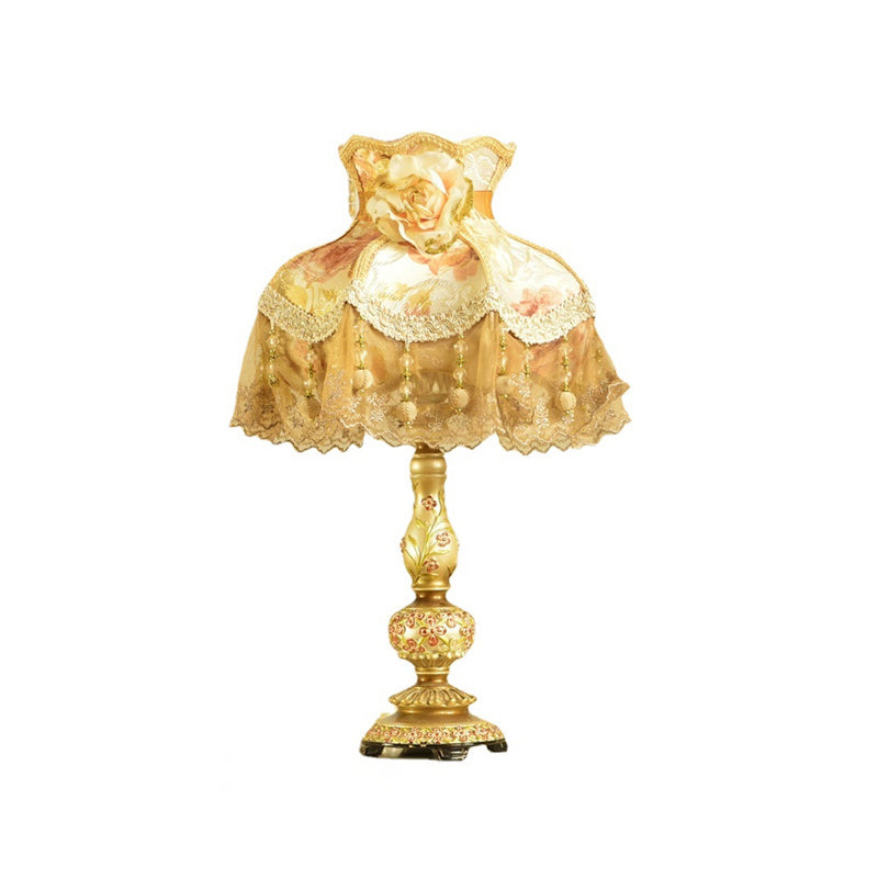 Sculpted Floral Resin Iron Table Lamp