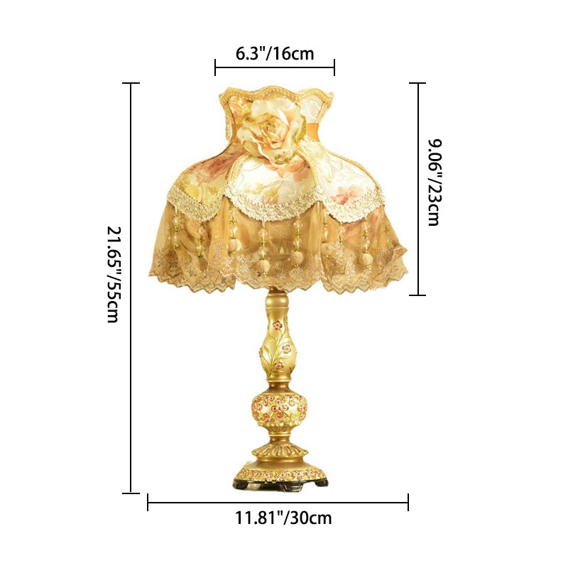Sculpted Floral Resin Iron Table Lamp