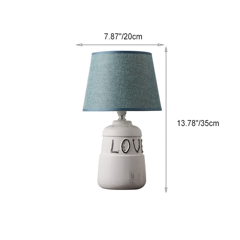Round Ceramic Fabric Bedroom Table Lamp