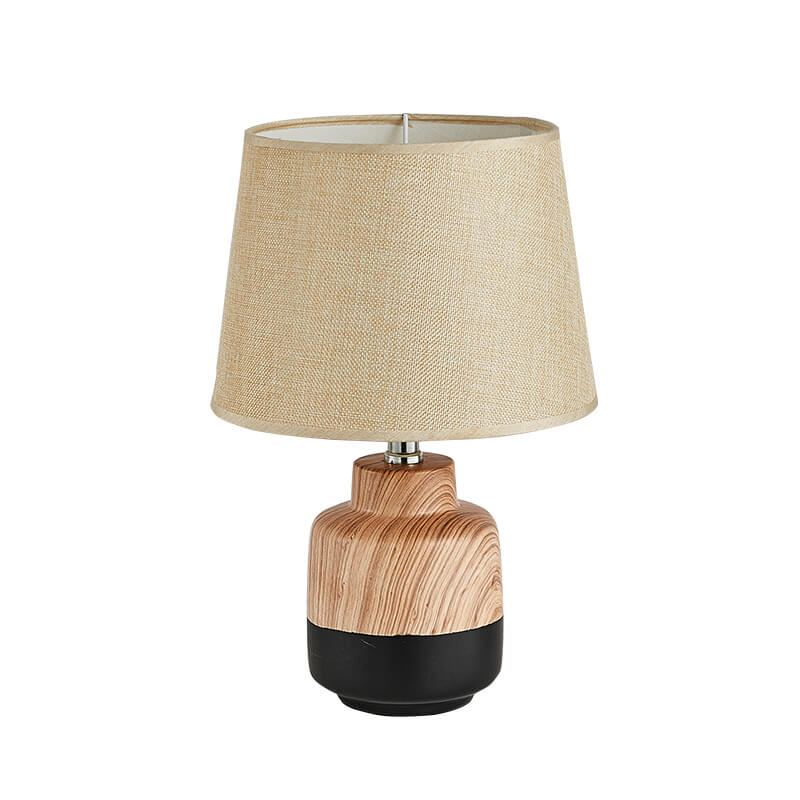 Wood Grain Fabric Ceramic Table Lamp