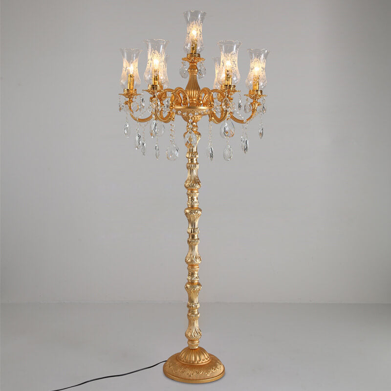 Traditional Luxury Golden Crystal 7-Light Floor Lamp