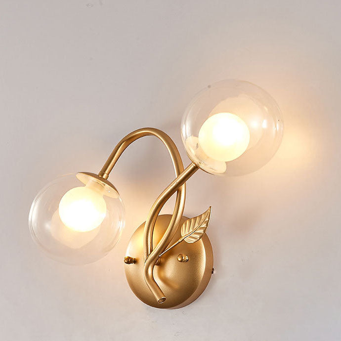Branch Leaf Glass Ball 2-Light Wall Lamp