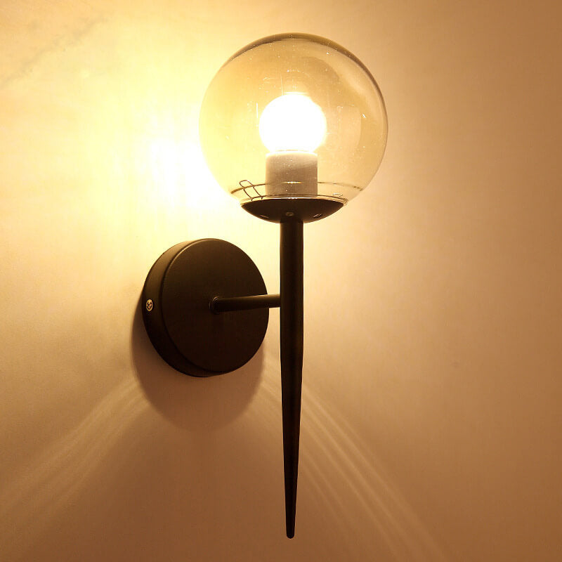 Glass Round Ball Long Wall Lamp