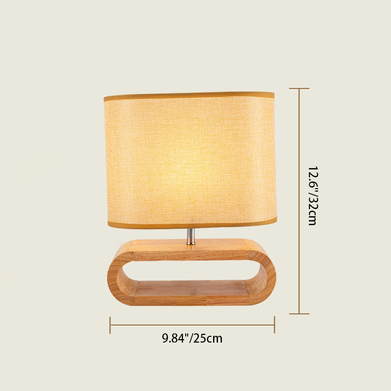 Rectangular Wood Fabric Bedroom Table Lamp