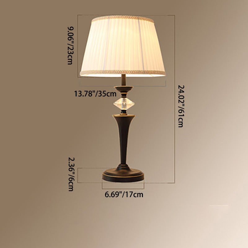 Pleated Fabric Iron Bedroom Table Lamp
