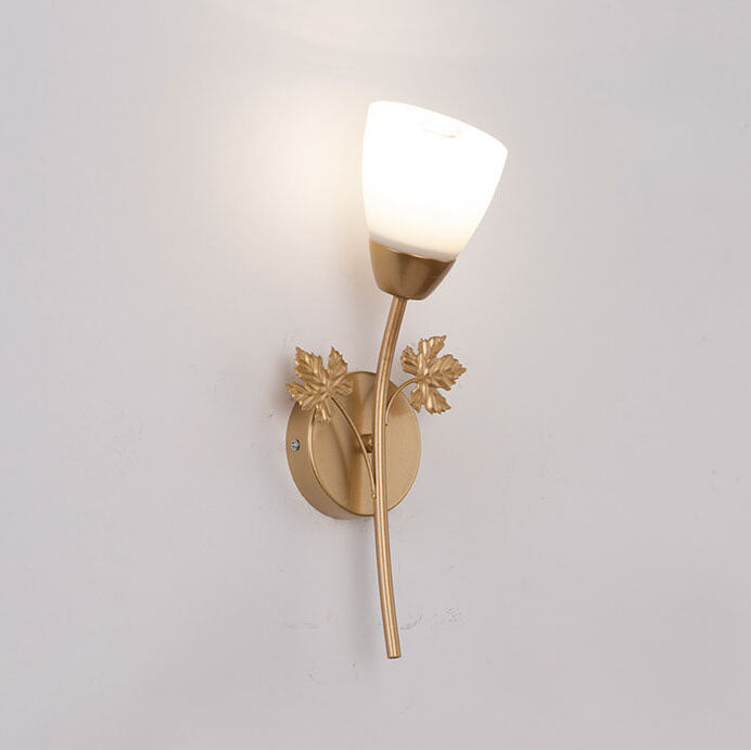Iron Glass Flower Bud Wall Lamp