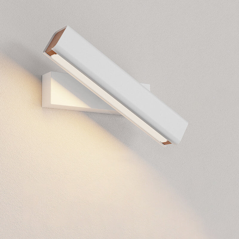 Rectangular Aluminum Iron Wood Wall Lamp