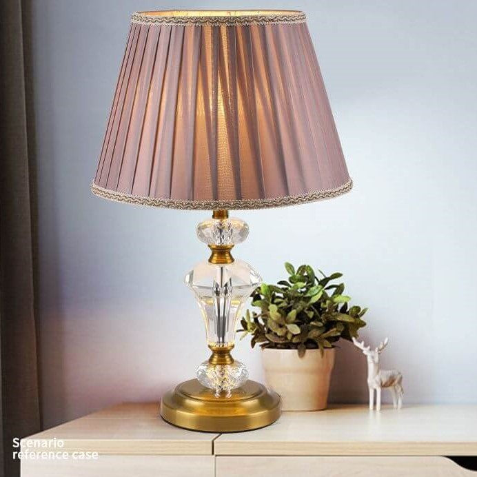 Crystal Pillar Fabric Table Lamp