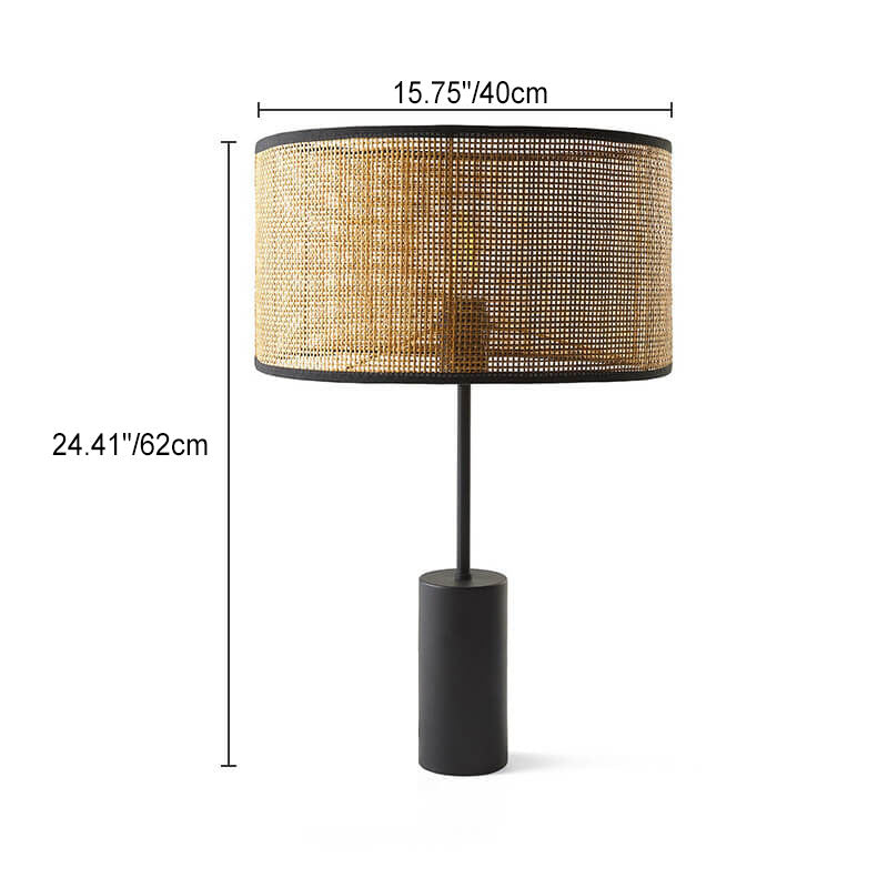 Rattan Weaving Cylinder Home Table Lamp