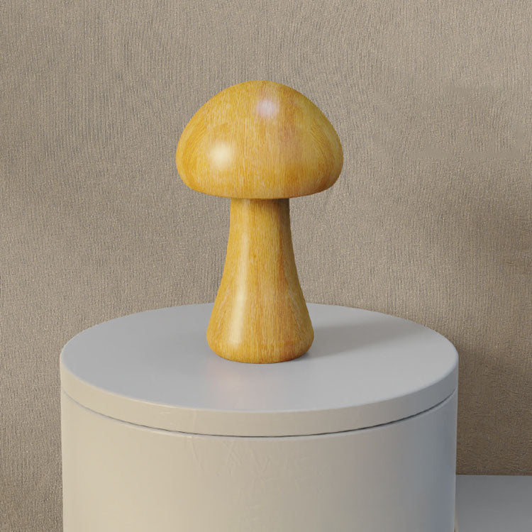 Mushroom Rubberwood Beechwood Bedroom Table Lamp