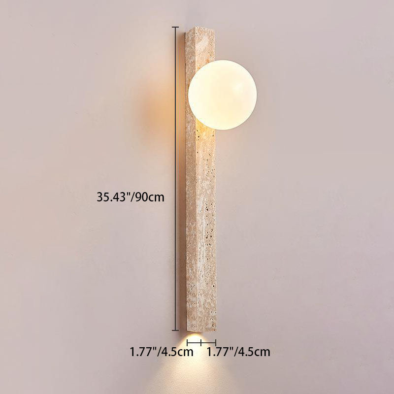 Long Strip Yellow Travertine 2-Light Wall Lamp