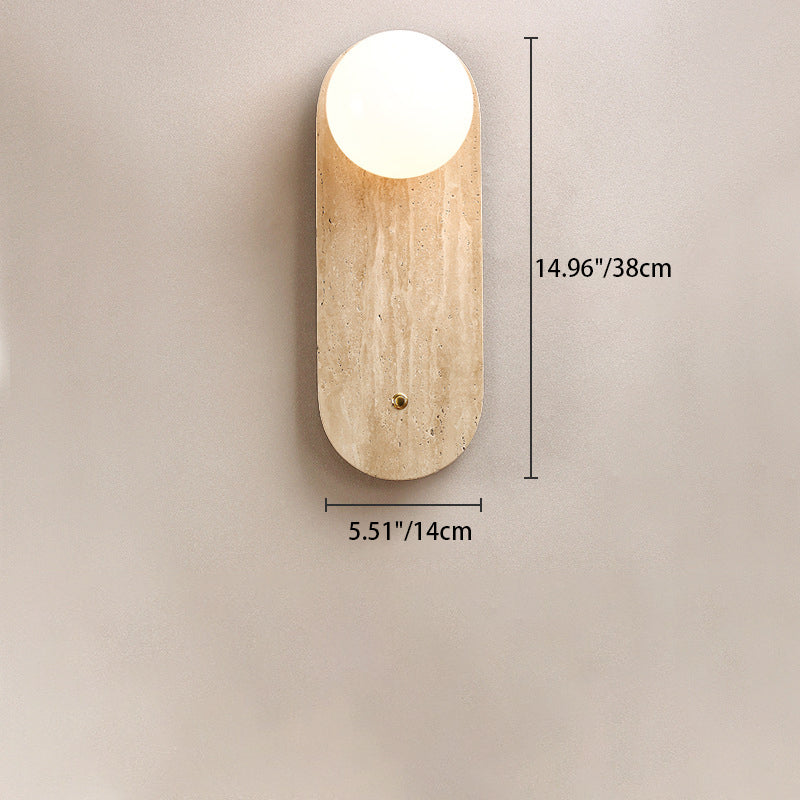 Round Oval Yellow Travertine Wall Lamp