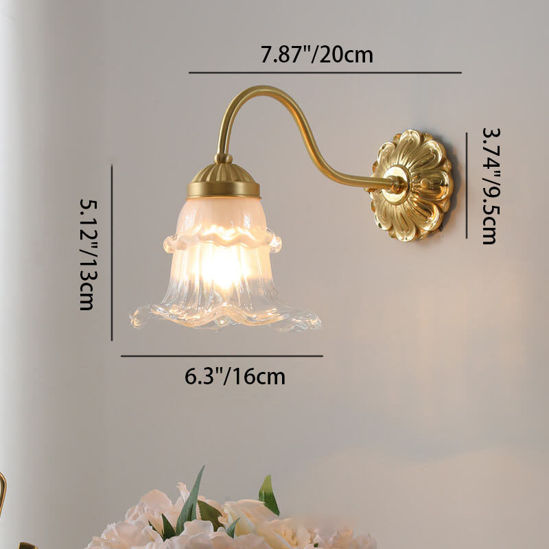 Glass Flower Copper Living Wall Lamp