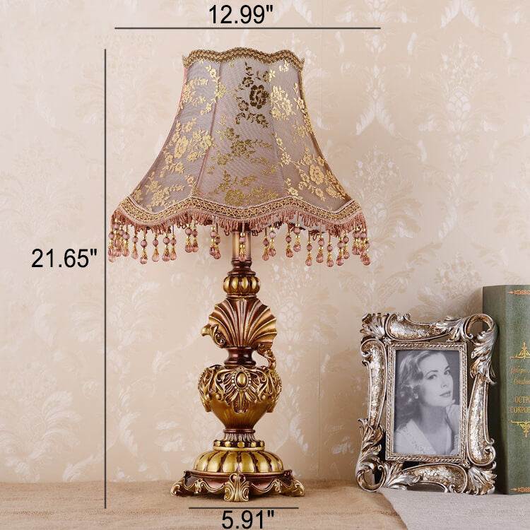 Fabric Tassel Resin Court Table Lamp