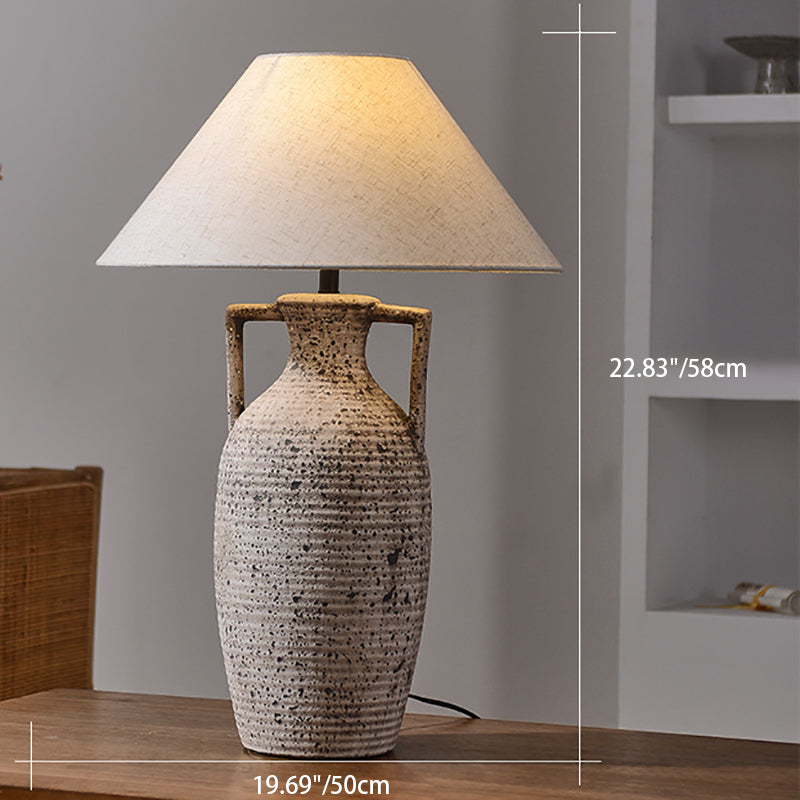 Ceramic Jar Linen Fabric Table Lamp