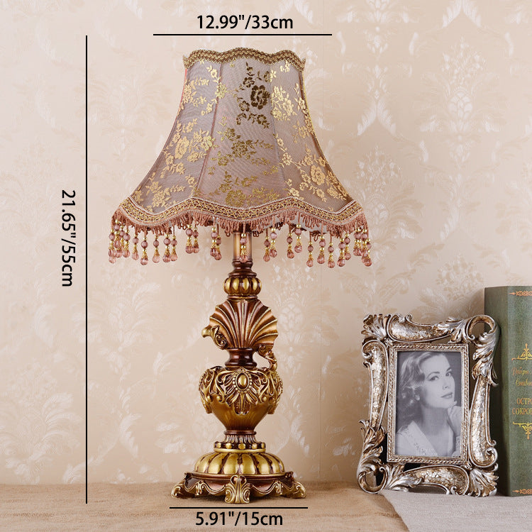 Pastoral Flower Pattern Fabric Table Lamp