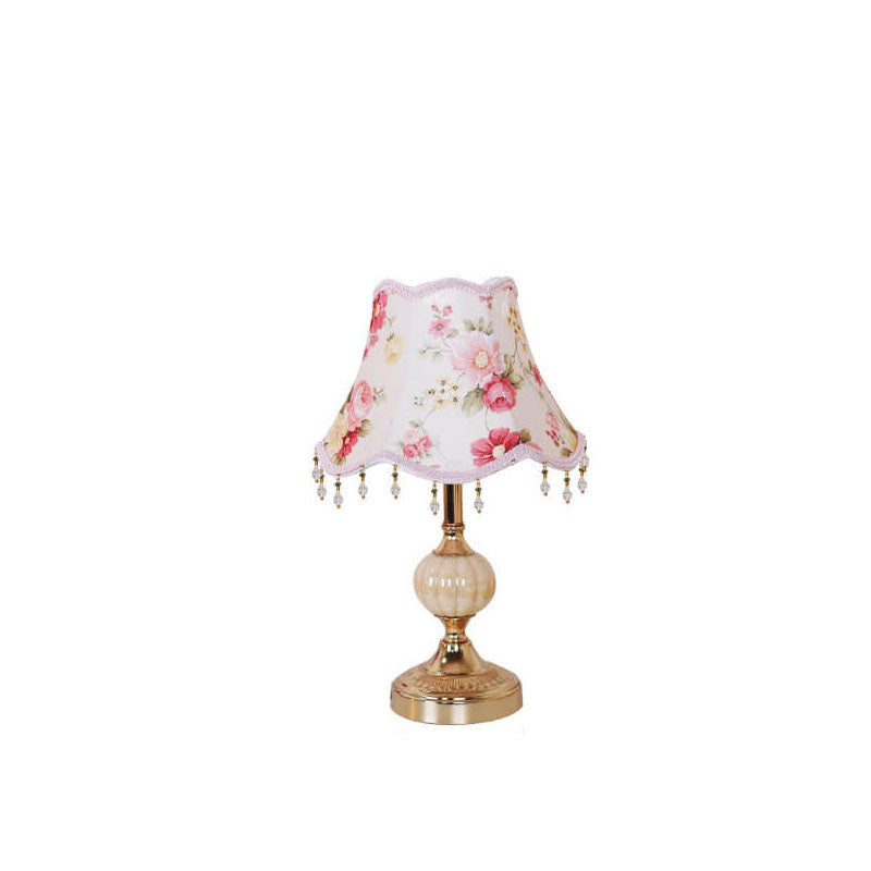 Fabric Floral Glass Plating Table Lamp