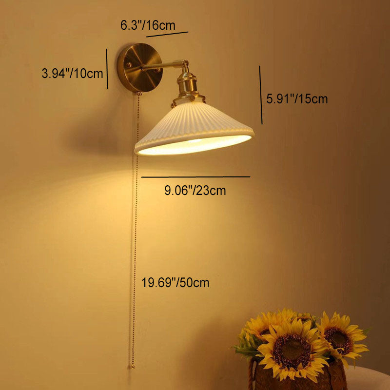 Brass Round Vanity Bedroom Wall Lamp
