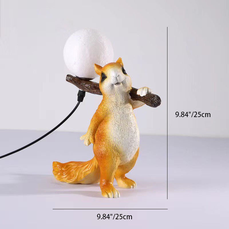 Squirrel Resin Glass Bedroom Table Lamp