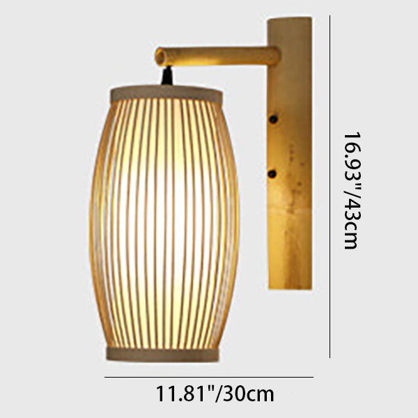 Weaving Bamboo Cage Shape Wall Lamp