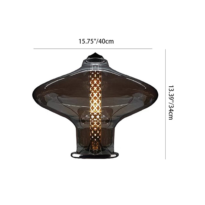Geometric Smokey Gray Glass Table Lamp