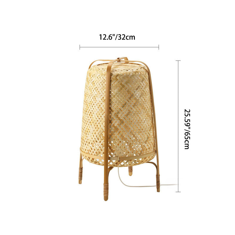 Cylindrical Hand-Woven Bamboo Bedroom Floor Lamp