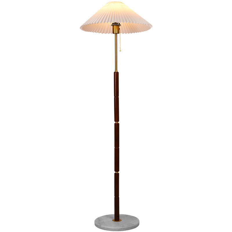 Plastic Pleated Conical Marble Floor Lamp