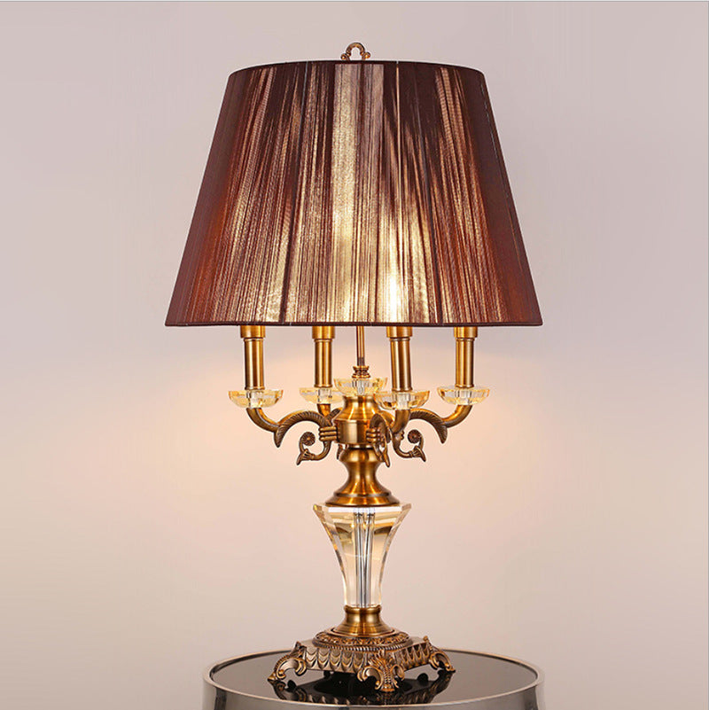 Fabric Candle Crystal 3/4 3-Light Table Lamp