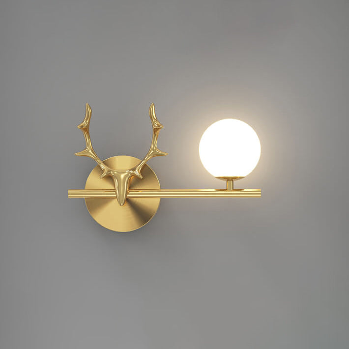 Antler Full Brass Glass Wall Lamp