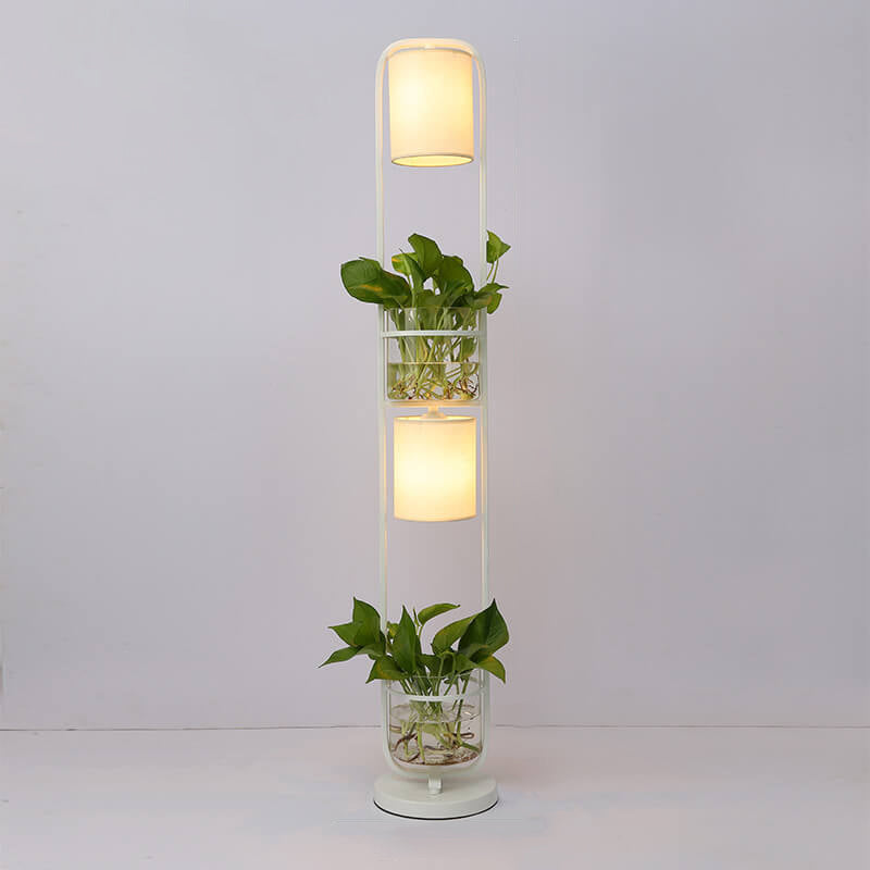 Fabric Iron Frame Hydroponic 2-Light Floor Lamp