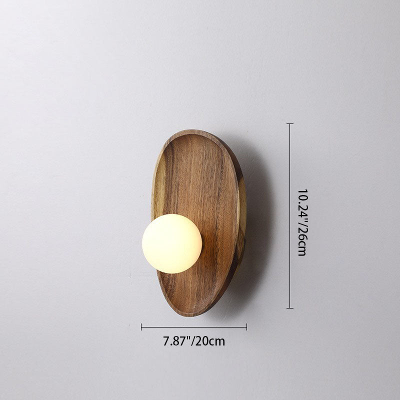 Irregular Oval Plate Wood Wall Lamp