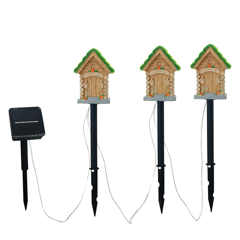 Resin Wooden House Lawn Outdoor Light