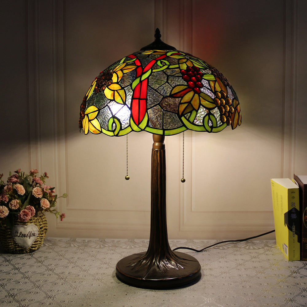 Round Resin Glass Bedroom 2-Light Table Lamp