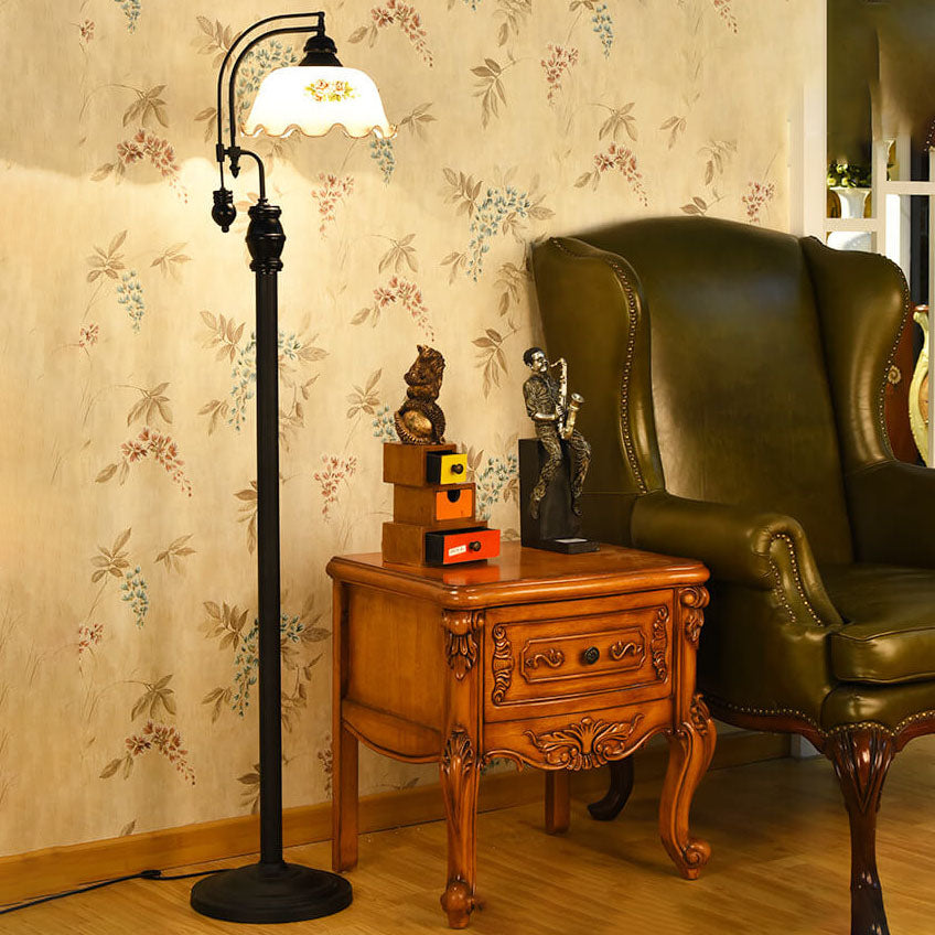 Iron Flower Bud Glass Floor Lamp