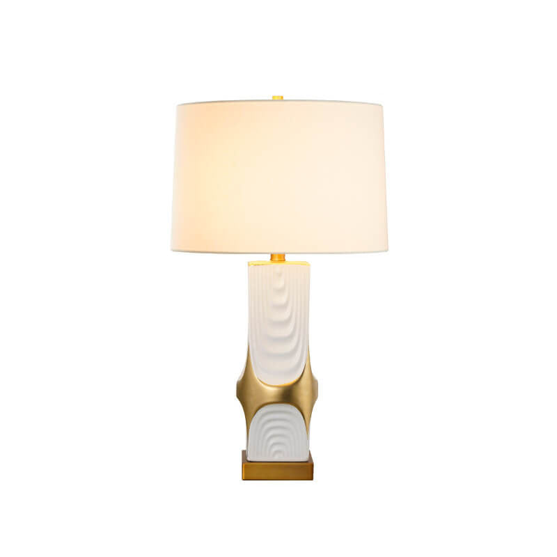 Plated Ceramic Column Fabric Table Lamp