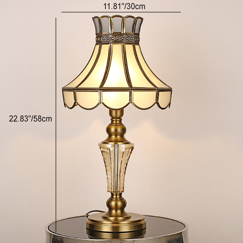 Umbrella Copper Crystal Glass Table Lamp