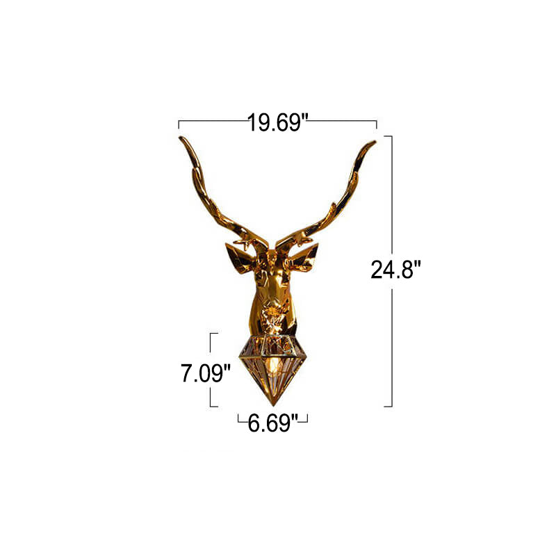 Plating Geometric Deer Head Wall Lamp