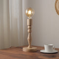 Cylinder Orb Wood Bedroom Table Lamp