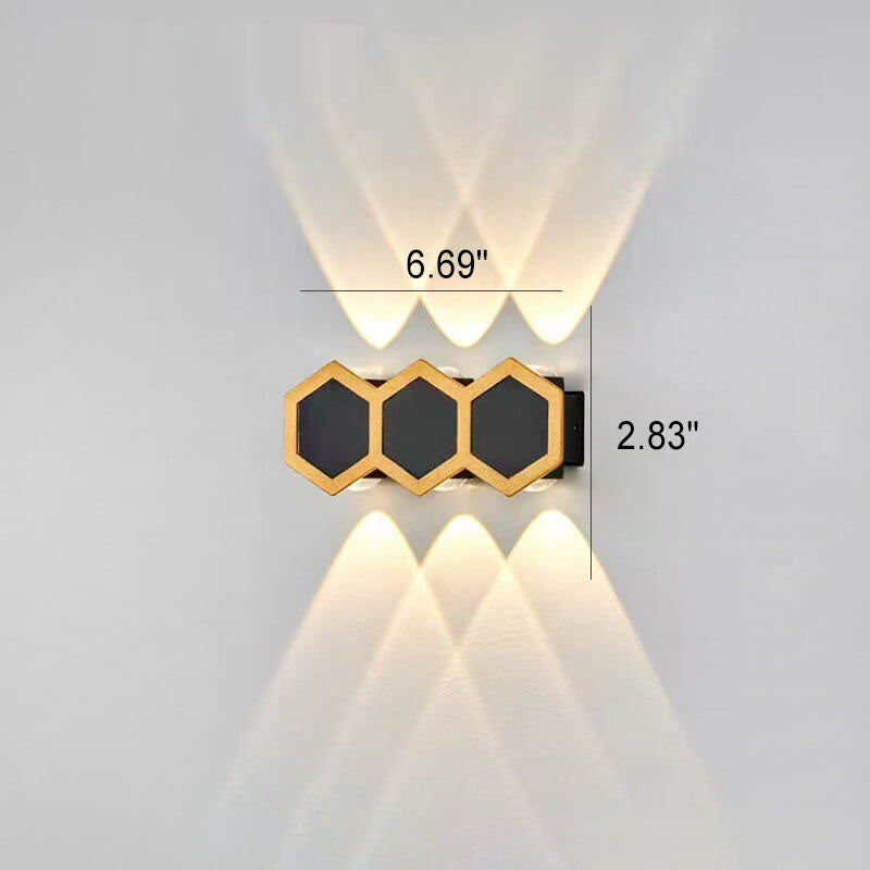 Hexagonal Combination Black Gold Outdoor Light