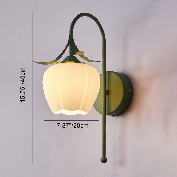 Floral Pumpkin Cream Glass Wall Lamp