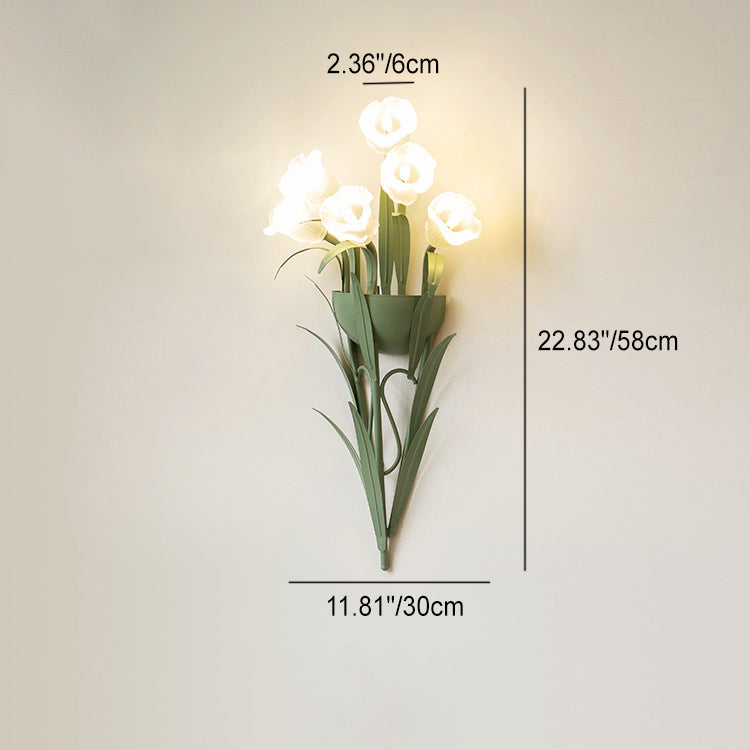 Floral Iron Glass 3/6 Wall Lamp