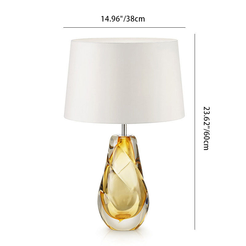 Oval Round Crystal Fabric Table Lamp