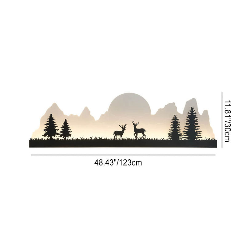 Iron Acrylic Landscape Painting Outdoor Light