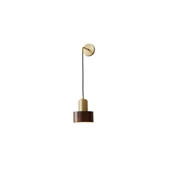 Copper Walnut Round Wall Lamp