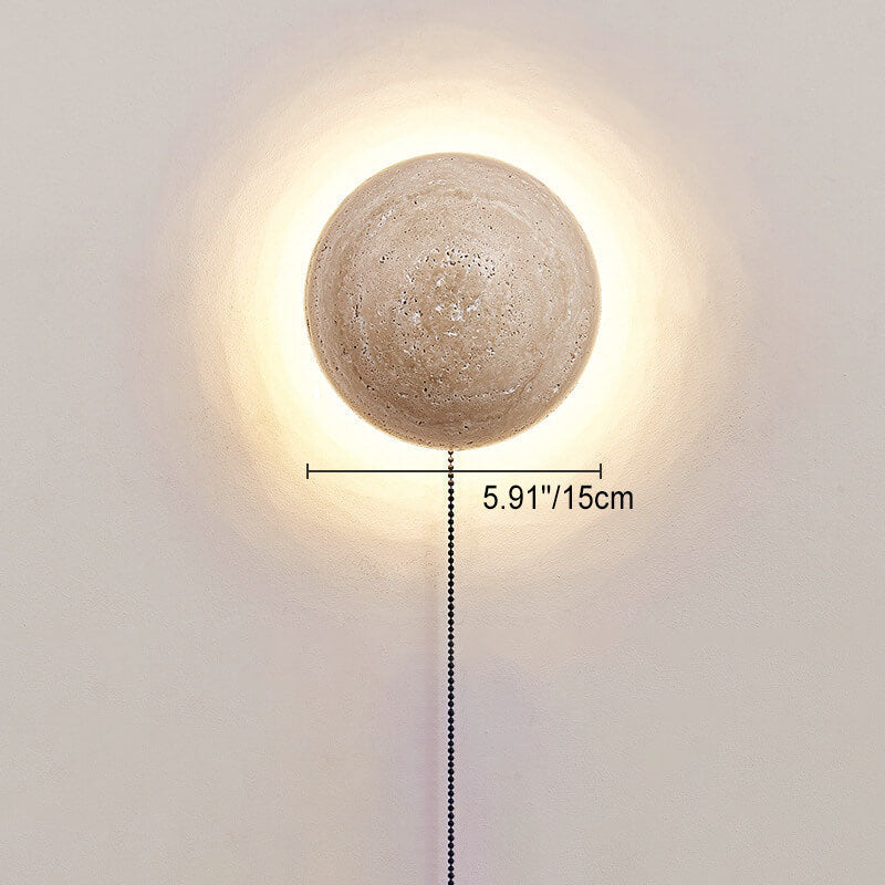 Round Yellow Travertine Wall Lamp