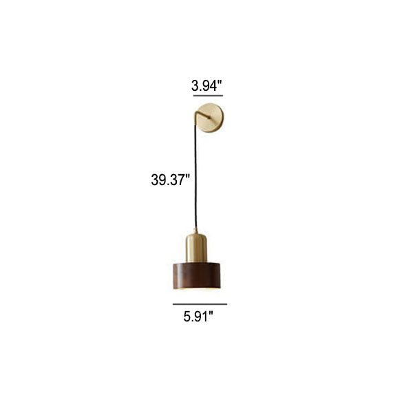 Copper Walnut Round Wall Lamp