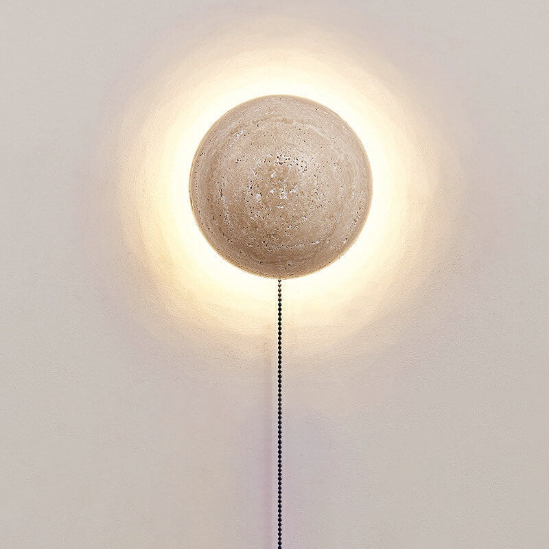 Round Yellow Travertine Wall Lamp
