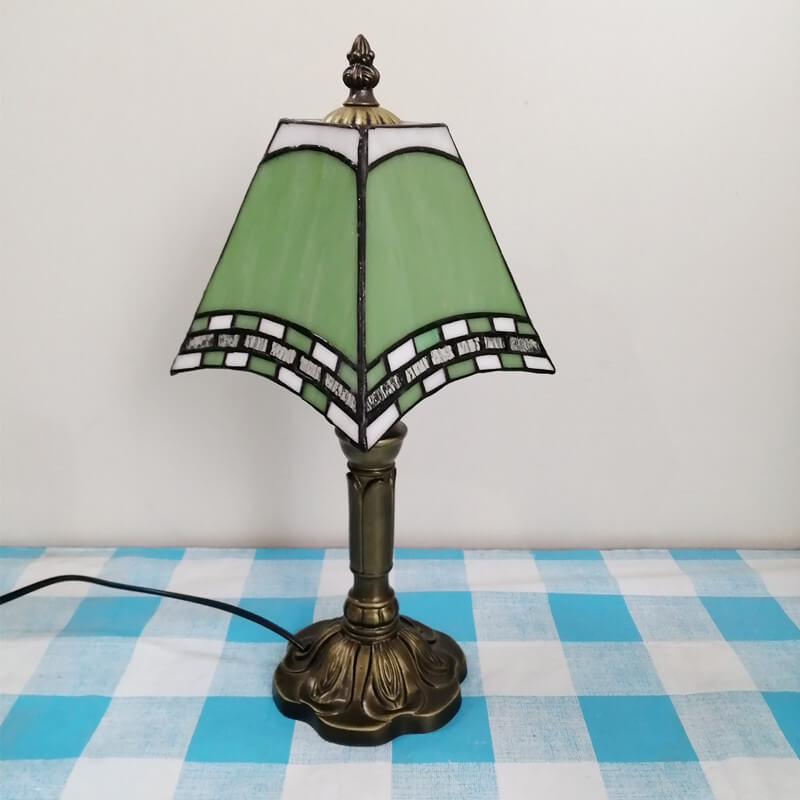 Square Stained Glass Iron Table Lamp